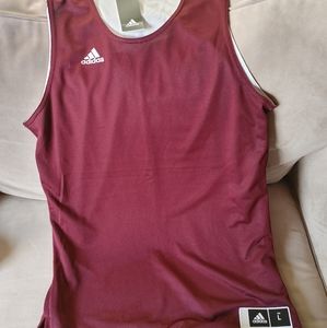 Reversible maroon basketball jersey